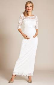 Opulent Lace Is Showcased Across The Shoulders Neckline And Elbow Length Sle Lace Maternity Wedding Dresses Pregnant Wedding Dress Simple Wedding Dress Casual