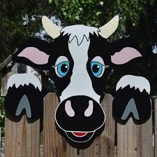 Cow Fence Peeker Cow Fence Decoration Outdoor Yard Art Cow Etsy Fence Art Fence Decor Cow