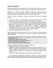 Anggaran induk terdiri dari 2 (dua) komponen utama, yakni : Contoh Anggaran Produksi Pt Abc Untuk Bulan Juli 2008 Adalah Sebagai Berikut Course Hero