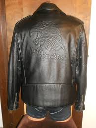 Harley Davidson Mens Size 44 Black Leather Jacket W Embossed Eagle Design Leather Jacket Harley Davidson Clothing Black Leather Jacket