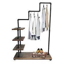 Be sure that the paint is designed for metal) stain and varnish or finishing oil of your choice. Wgx Design For You Industrial Pipe Clothing Rack Wood Garment Rack Pipeline Vintage Rolling Rack On Wall Garment Racks Home Kitchen Guardebem Com