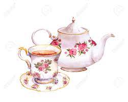 Tea Cup And Teapot With Flowers Design Watercolor Stock Photo Picture And Royalty Free Image Image 62365413 Teapot Drawing Tea Pots Tea Cup Drawing
