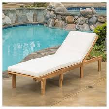 Ariana Acacia Wood Patio Chaise Lounge With Cushion Teak Finish Christopher Knight Home In 2020 Lounge Chair Outdoor Patio Chaise Patio Lounge Chairs