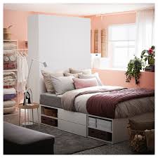 Platsa هيكل سرير 4 أبواب 6أدراج أبيض Fonnes Ridabu Ikea