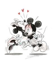 Vendetta Z Original Drawing Mickey Minnie Mouse The Kiss W B Mickey Mouse Kunst Minnie Mouse Dingen Om Te Tekenen