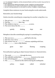 The students picked up on it really well. Similes Metaphors And Personification Sheets Teaching Resources