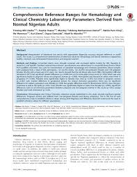 Pdf Comprehensive Reference Ranges For Hematology And