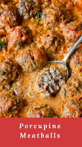 Porcupine Meatballs In Creamy Tomato Sauce Creamy Tomato Sauce Porcupine Meatballs Recipes