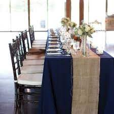 Blue and cream table runner burlap table runner light blue home decor coastal table settings blue tablescapes modern rustic decor. Pin By Amanda Coox On Wedding Table Runners Wedding Wedding Table Cloth Wedding Reception Decorations