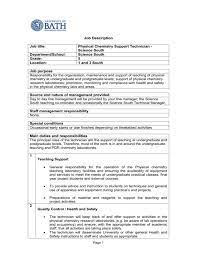 Job Description Job Title: Physical Chemistry Support Technician