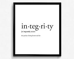 Integrity Definition Romantic Dictionary Art Print Office Decor Minimalist Poster Funny Defi Wood Resin Table Aesthetic Words