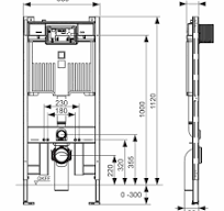 Tece Profil 1120 Wall-Hung Toilet Support Frame with Slim Concealed Octa II  Cistern