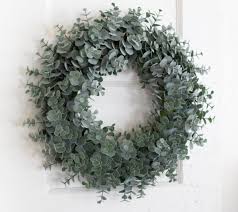 Artificial hydrangea & eucalyptus wreath 55cm this highly realistic wreath features 5 large cream hydrangea flower heads alongside eucalyptus and large green leaf foliage to create a textured. Artificial Eucalyptus Wreath Junque In The Trunk Waco Texas