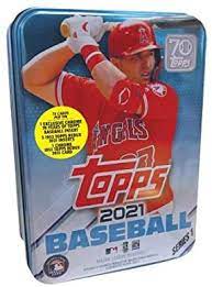 Shop our huge selection of baseball sports cards, with a wide variety of all styles and configurations including hobby, jumbo, retail, blasters & many more! Amazon Com 2021 Topps Series 1 Mlb Baseball Tin 75 Cards Bx Trout Collectibles Fine Art