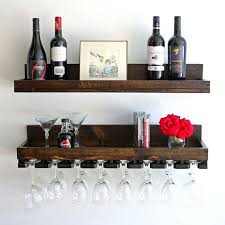 Rustic Wood Wine Rack Wall Mounted Shelf And Hanging Stemware Etsy Wine Rack Wall Wine Glass Shelf Wood Wine Racks