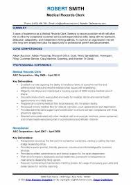 Medical Records Clerk Resume Samples Qwikresume