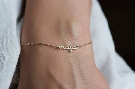 Dainty Personalized Name Bracelet 14k Or 18k Solid Gold Sterling Silver Name Bracelet Emerald Bracelet Personalized Bracelets