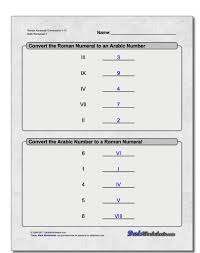 Roman Numeral Worksheets For 3rd 4th And 5th Grade These Worksheets Provide A Range Of Acti Math Worksheets Middle School Math Worksheets Math Facts Addition