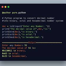 Python Program To Convert Decimal Number System To Other Number Systems How Easy Is This Isn T It Fo Converting Decimals Decimal Number Number System