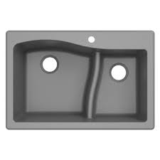 Kitchen sink granite or quartz. 33 Drop In Undermount Granite 60 40 Double Bowl Kitchen Sink In Grey