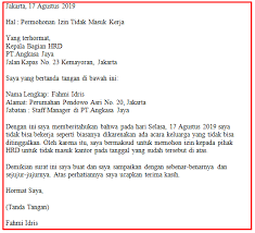 Entah itu untuk urusan keluarga karena sakit menikah maupun alasan yang lainnya. Contoh Surat Izin Tidak Masuk Kerja