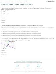 Worksheet by kuta software llc. Quiz Worksheet Parent Functions In Math Study Com