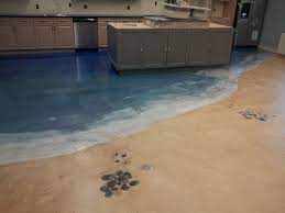 Created A Beach Beach Effect With Decorative Concrete And Designer Epoxy In Mercy First Long Isl Beach Theme Kitchen Beach Themed Kitchen Decor Beach Bathrooms