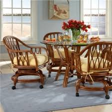 1 table with 4 stools 3. Glass Top Rattan Dining Sets W Caster Chairs
