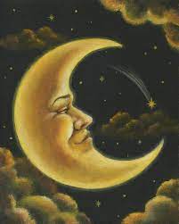 Moon Print Crescent Moon Moon Man Portrait Man On The Moon Etsy Celestial Art Moon Art Moon Drawing