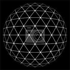 Esfera Branca Adesivos Para A Parede Geodesico Poligono Wireframe Myloview Com Br