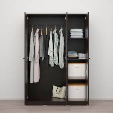 Rakkestad Kleiderschrank Mit 3 Turen Schwarzbraun 117x176 Cm Ikea Deutschland Narrow Wardrobe Ikea Ikea Wardrobe