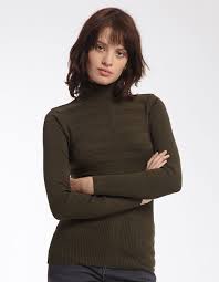 Pull Manches Longues Col Roule Kaki Femme Morgan
