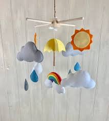 Baby Mobile Stormy Weather Clouds Stars Raindrops And Etsy Baby Mobile Weather Cloud Star Cloud