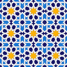 Reticolo geometrico astratto ornamento arabo motivo indiano ornamentale orientale floreale del tessuto. Ornamentos Geometricos Islamicos Basados En Arte Arabe Tradicional Modelo Inconsutil Oriental Mosaico Musulman Ilustracion Vectorial De Colores Azulejo Arabe Azul Y Amarillo Elemento De La Decoracion De La Mezquita Ilustraciones Vectoriales Clip