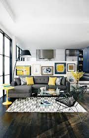 Wohnzimmer Sofa Grau Gelb Wurflicht Teppich Wanddekoration Carpet Decora Wohnzimmer Deko In 2021 Yellow Decor Living Room Yellow Living Room Modern Apartment Living Room