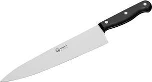 Messermeister avanta stainless steel fine edge steak knife set with sandblasted stainless steel handle, 4 piece, black pom. Boker Arbolito Classic Large Chef S Knife 10 Blade Black Pom Handles Knifecenter 03ba8310
