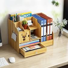 You can diy your office space if you need 2 or more. Office Multifunction Diy Wooden Desk Organizer Pen Box Stationary Desktop Storage Rack With Drawer Shopee Philippines