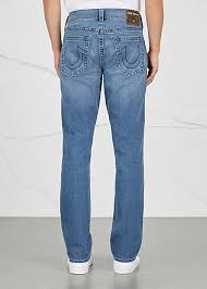 Men's ricky straight leg jean with back flap pockets. True Religion Geno Light Blue Straight Leg Jeans Harvey Nichols