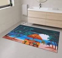 Tiki Bar Beach Scene Rug: Tropical Indoor/outdoor Floor Mat ...