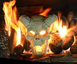 Those chilly fall nights around the fire are going to be spookier than ever. Fireplace Skull Gas Log