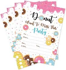 Donut is a kind of dessert meat. Buy Cc Home Donut Party Invitations With Envelopes 20 Count Donut Fill In Invites For Christmas New Year Eve Baby Shower Birthday Party Decorations Supplies Online In Turkey B07q5dz44z