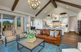 Drees Custom Homes Parkhill Family Room With Vaulted Beam Ceiling And Wall Of Windows Home Beautiful Tile Work Union Park