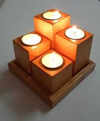 We offer dozens of decorative unfinished wooden candle holders to suit any decor style, get the best deal for wooden lanterns for candle and antique candle holder with a handle at efavormart. Polished Pine Wood Tea Light Candle Holder Rs 300 Set Indian Wood Craft Id 20379539688