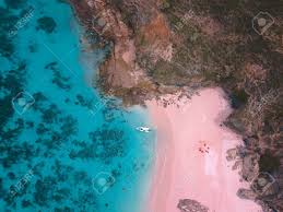 This beach sits in a concealed bay on the northern side of padar, just a brief distance from the island's famous viewpoint. Aerial View At Pink Beach Komodo National Park Indonesia Stock Photo Picture And Royalty Free Image Image 126134341