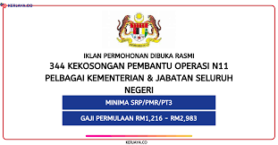 We are a sharing community. Permohonan 344 Kekosongan Pembantu Operasi N11 Pelbagai Kementerian Jabatan Seluruh Negeri
