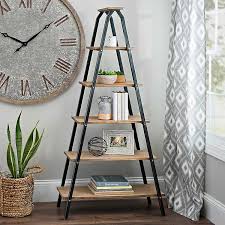 Guaranteed with sturdy frames and strong hold shelves. Industrial 5 Tier Metal And Wood Ladder Shelf Kirklands