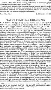 Platos Political Philosophy K R Popper The Open