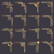 Black And Gold Art Deco Border Art Deco Corner Modern Graphic Corners For Vintage Gold Pattern Border Golden 1920s Fashion Decorative Lines Frame Set Art Deco Borders Decorative Lines Art Deco Pattern