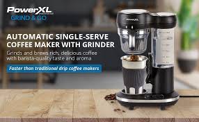Check spelling or type a new query. Amazon Com Powerxl Grind Go Automatic Single Serve Coffee Maker With Grinder Built In And 16 Oz Travel Mug Single Cup Drip Coffee Machine Stainless Steel Blades Cl 004 Black Kitchen Dining