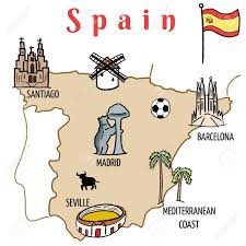 Cartoon map spanish maps local torrevieja town simple road coastal resort festival yahoo spain names bay fun nice land palm. Spain Landmarks Map Cute Doodle Vector Graphics With Madrid Royalty Free Cliparts Vectors And Stock Illustration Image 58967664